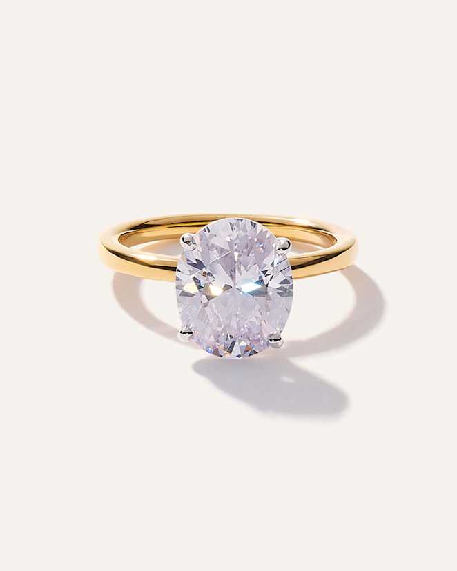 Yellow Gold Lab Grown Diamond Oval Comfort Fit Engagement Ring - 3ct