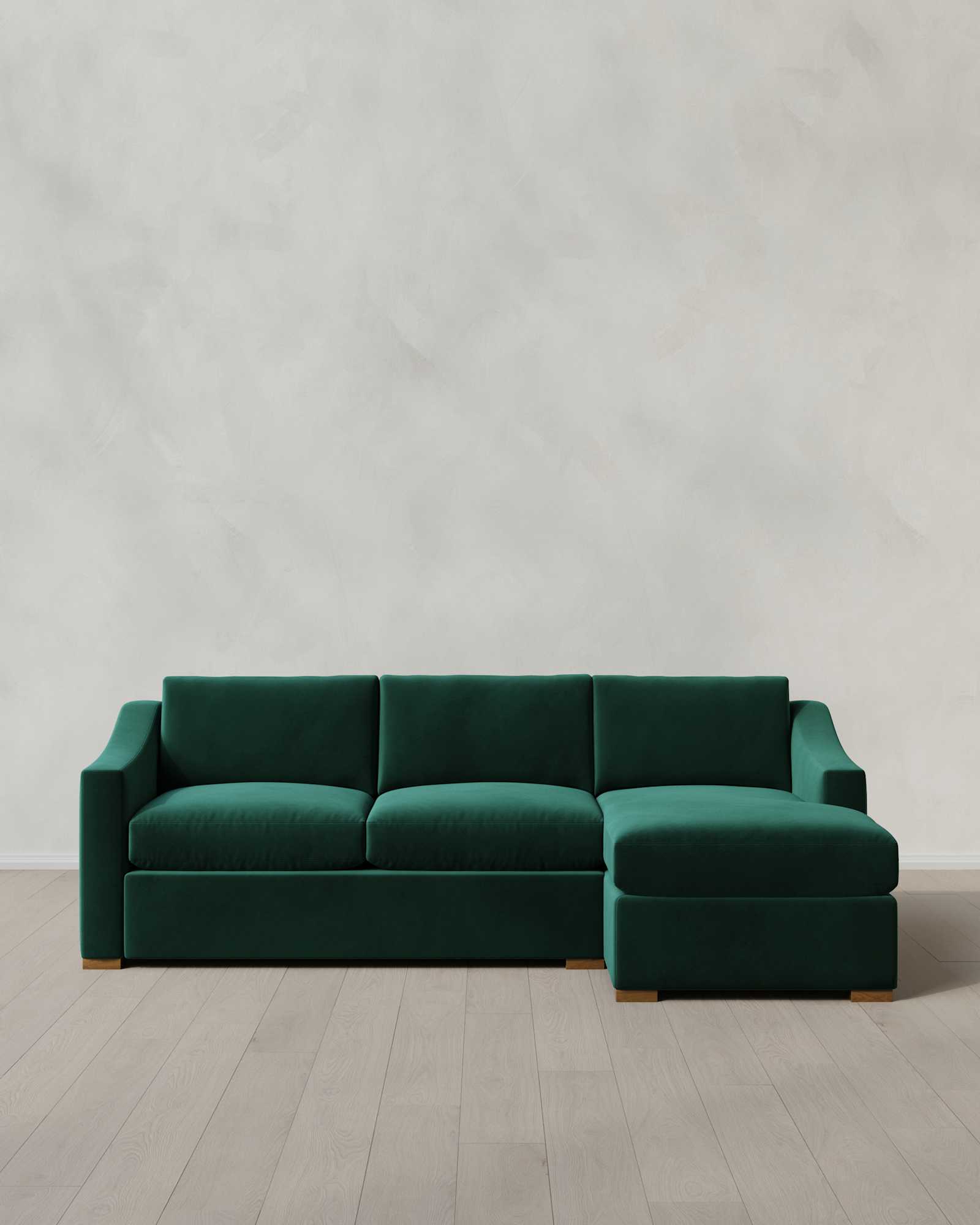 Hollis Slope Arm Chaise Sectional Right Arm 104in Performance Velvet Spruce