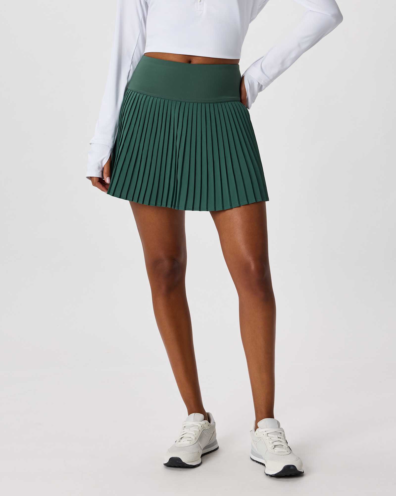 W-SKT-27-BSRGRN-02 EDITED big-sur-green Court Sport Pleated Tennis Skirt