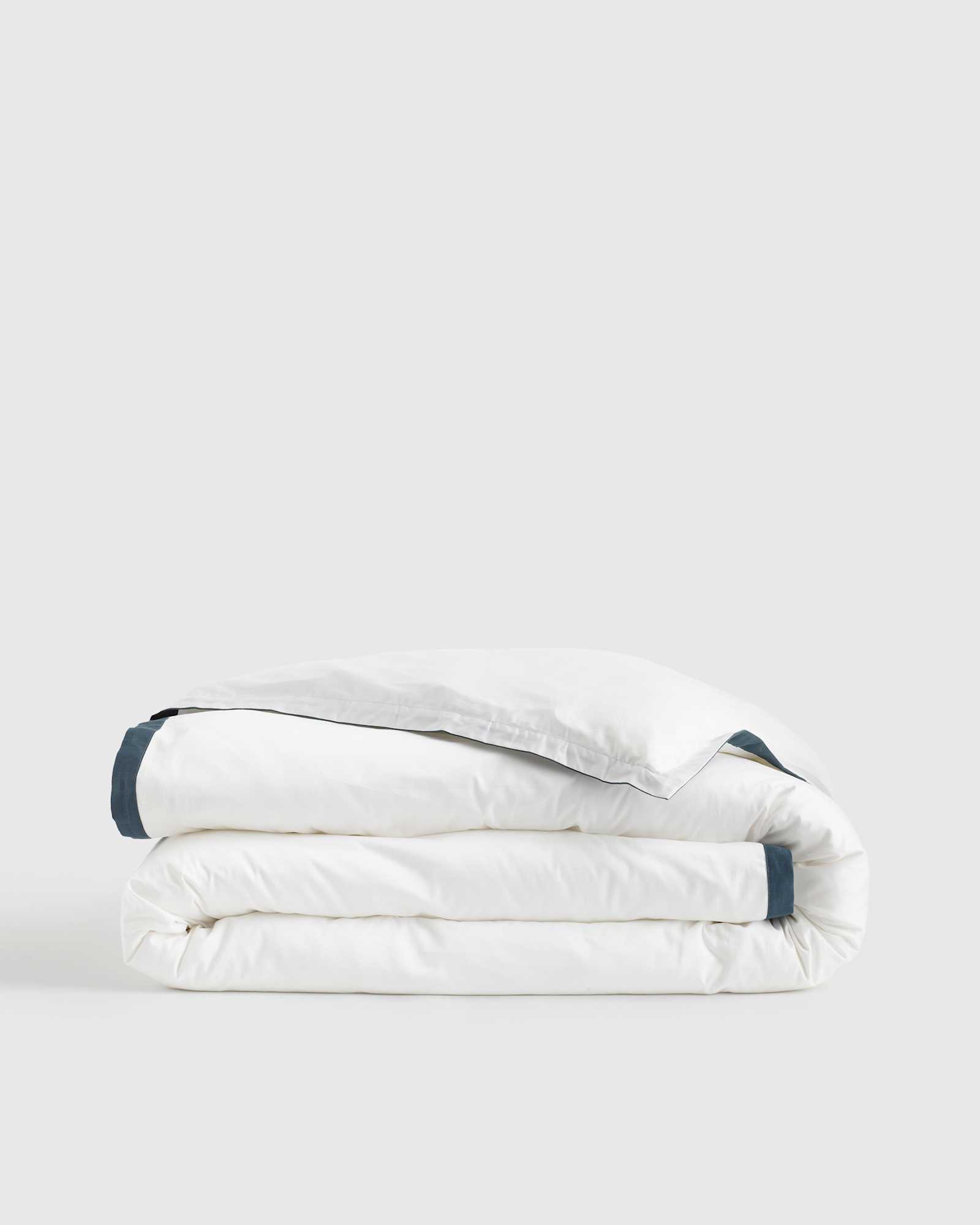 white/light-grey Luxury Organic Sateen Border Duvet Cover