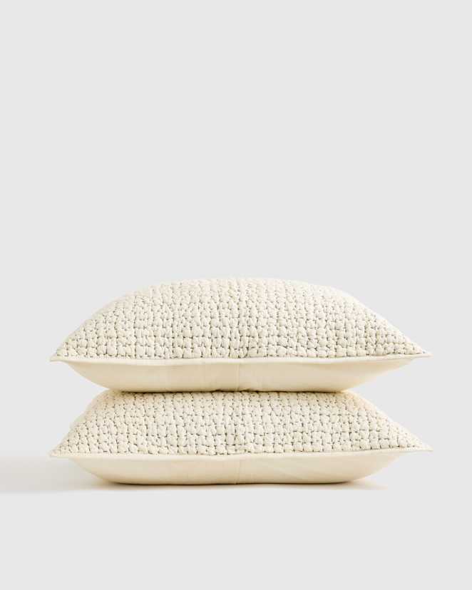 Undyed Organic Cotton Hand Stitched Quilted Sham Set