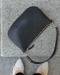 Italian Handwoven Leather Mini Shoulder Bag - PDP Video Thumbnail (Black, 4x5)