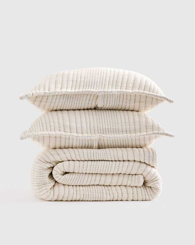 Undyed DO NOT USE - Organic Cotton Channel Stitch Coverlet Set