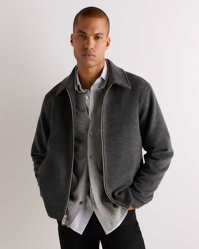 Heather Charcoal Wool Cashmere Harrington Jacket