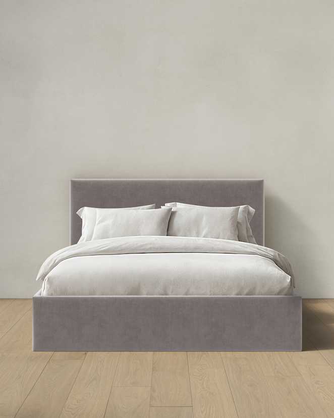 Steel Square Bed in Performance Velvet
