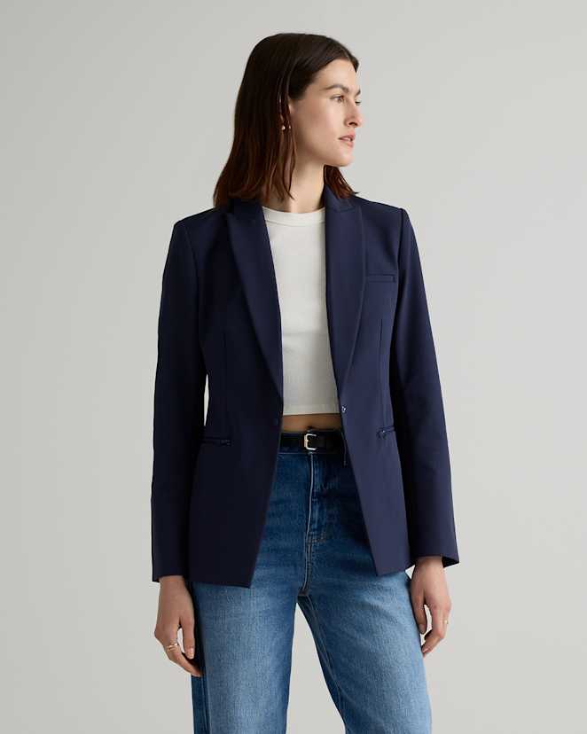 Deep Navy Scuba Single-Breasted Convertible Blazer