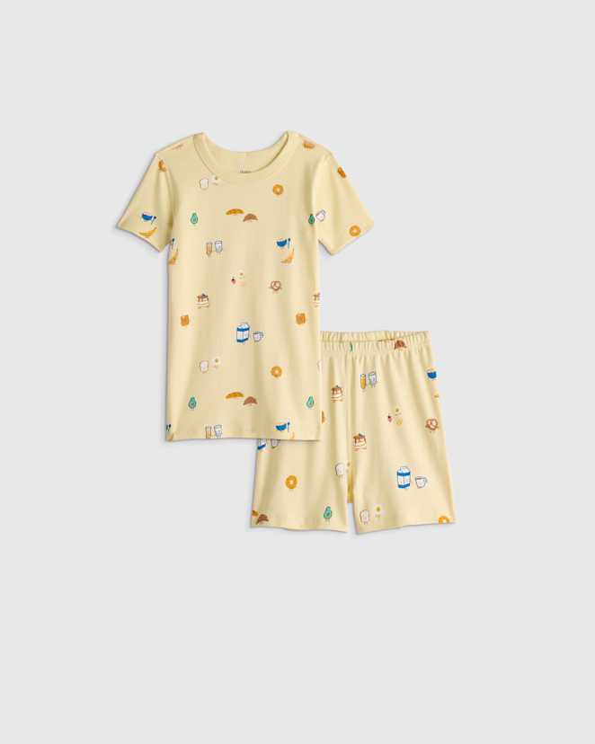 Breakfast Buddies 100% Organic Cotton Short Sleeve and Shorts Pajama Set