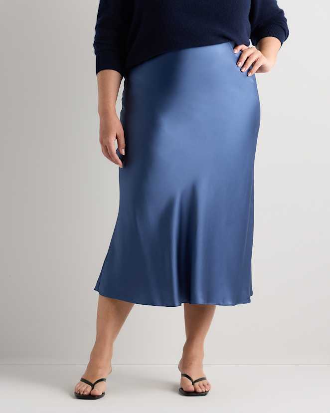 Moonstone Blue 100% Washable Silk Skirt