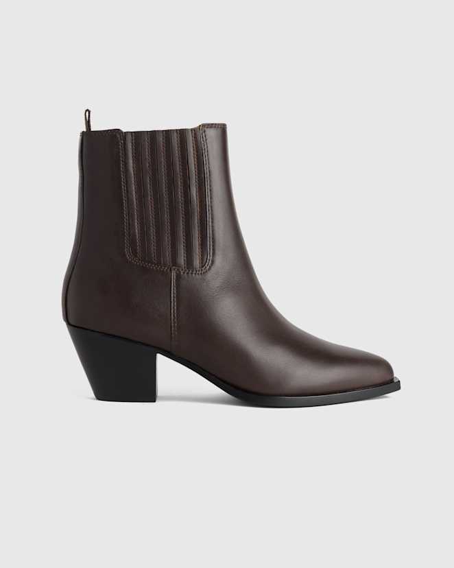 Coffee Bean Italian Leather Western Chelsea Ankle Boot