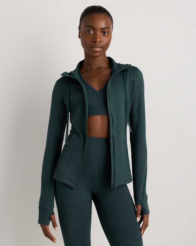 Heather Green Ultra-Soft Slim Fit Hooded Jacket