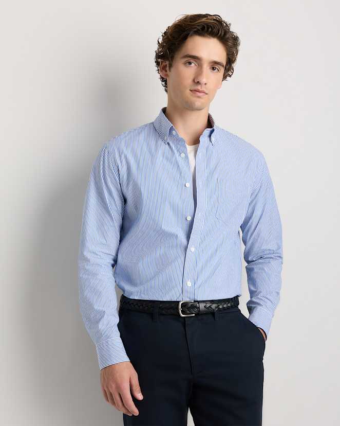Blue Stripe Organic Cotton Stretch Poplin Shirt