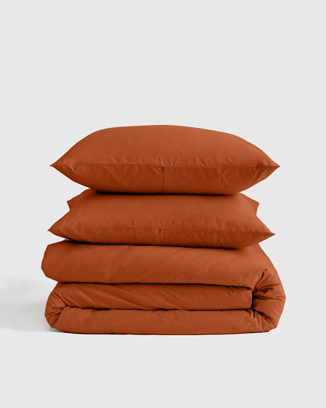 Terracotta Organic Brushed Cotton Duvet Cover Set