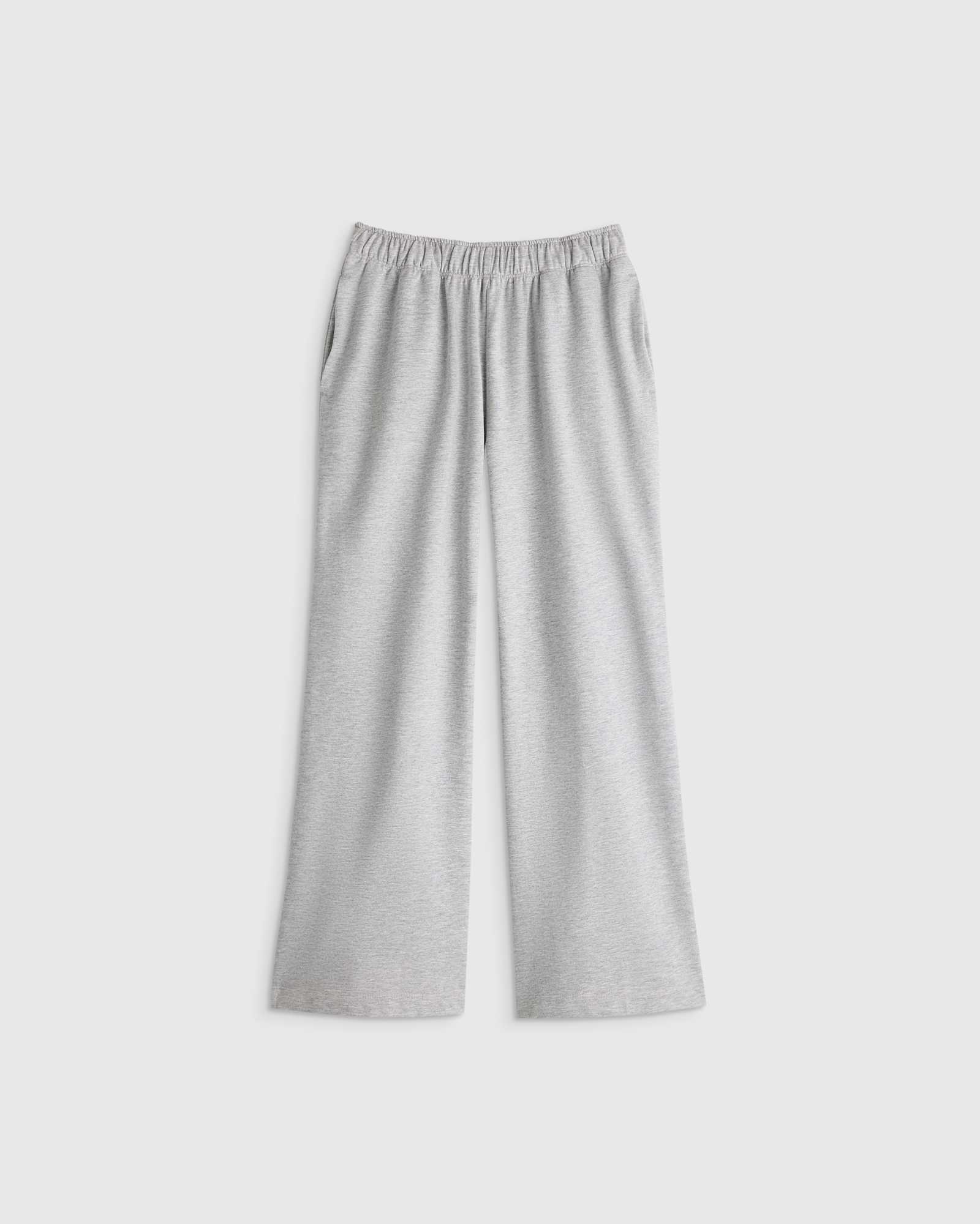 Heather Grey Girls Organic Cotton French Terry Wide Leg Pant
