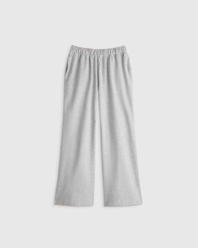 Heather Grey Girls Organic Cotton French Terry Wide Leg Pant