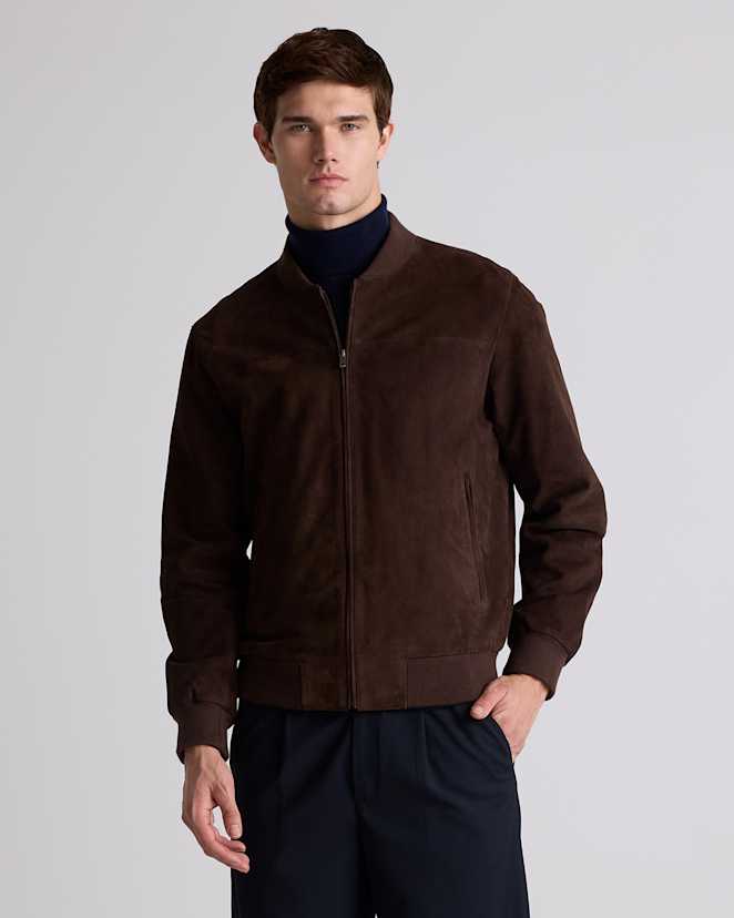 Espresso 100% Suede Bomber Jacket
