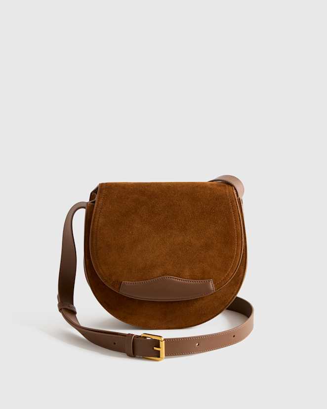Whiskey Italian Suede Saddle Bag