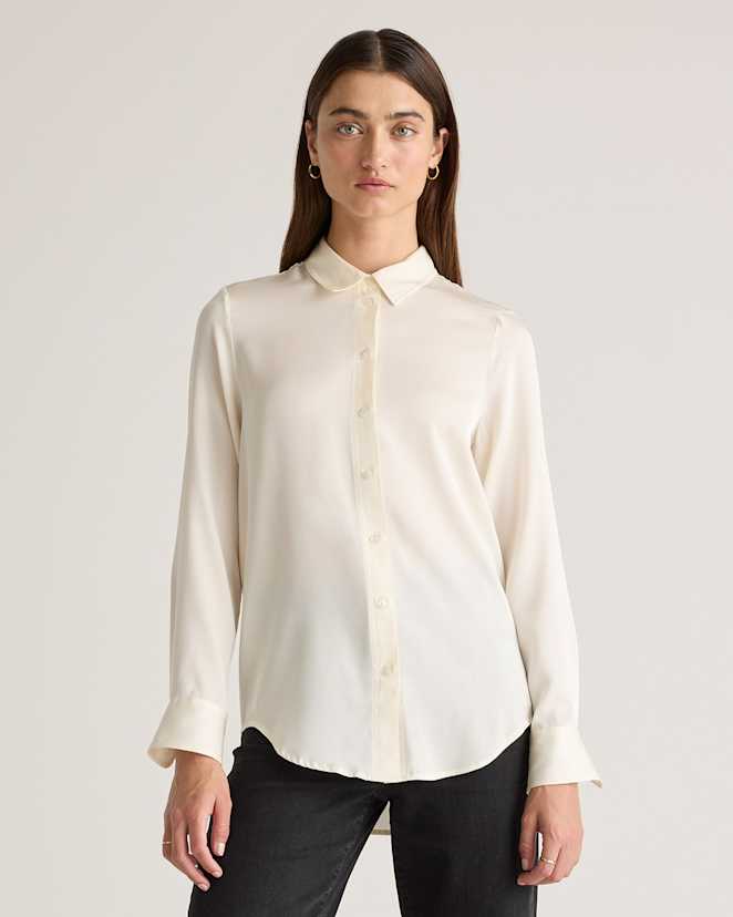 Ivory Washable Stretch Silk Blouse