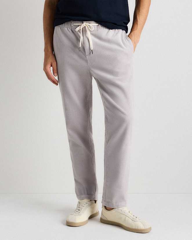 Granite Grey Organic Stretch Corduroy Drawstring Trousers