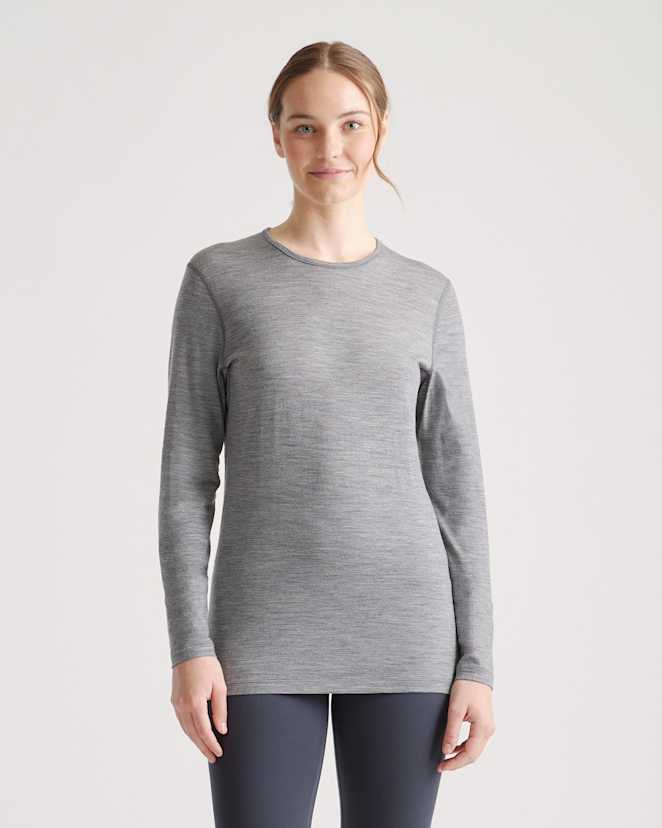Heather Grey 100% Merino Wool All-Season Long Sleeve Base Layer