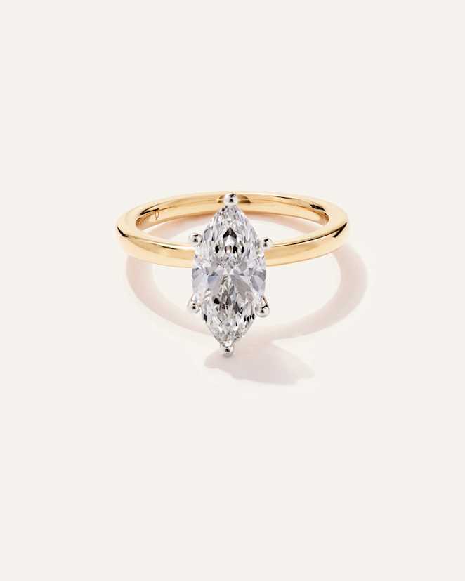Yellow Gold Lab Grown Diamond Marquise Comfort Fit Engagement Ring - 2ct