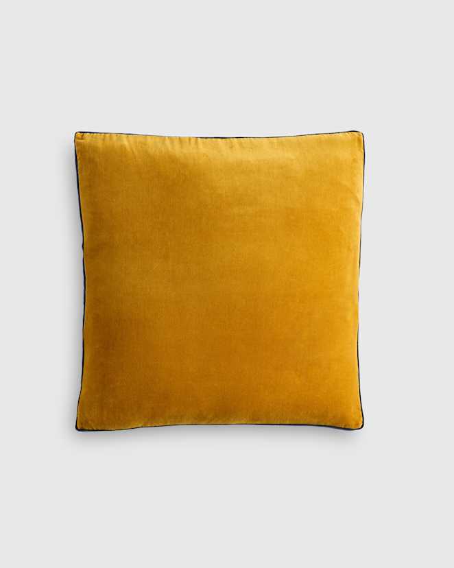 Marigold/Navy Contrast Velvet Edge Pillow Cover