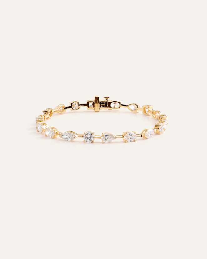 Yellow Gold 14K Gold Lab Grown Diamond Mixed Shape Tennis Bracelet
