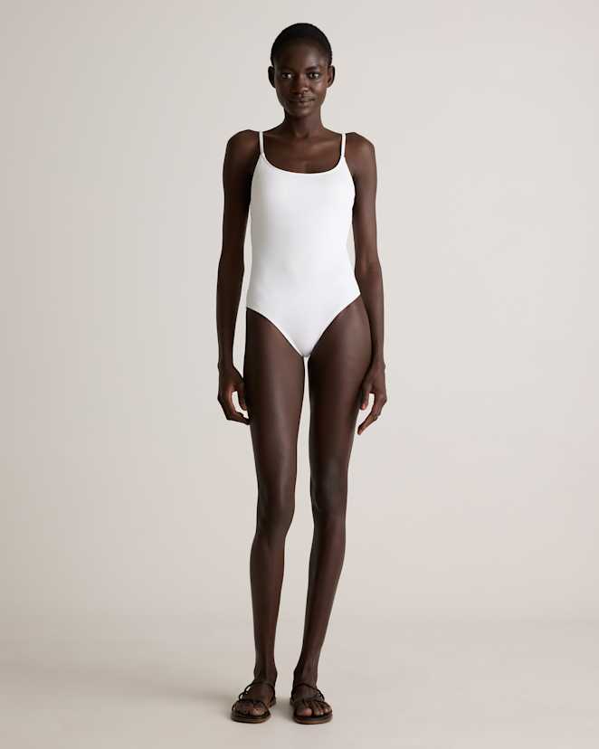 White Italian Cami Ribbed One-Piece Swimsuit