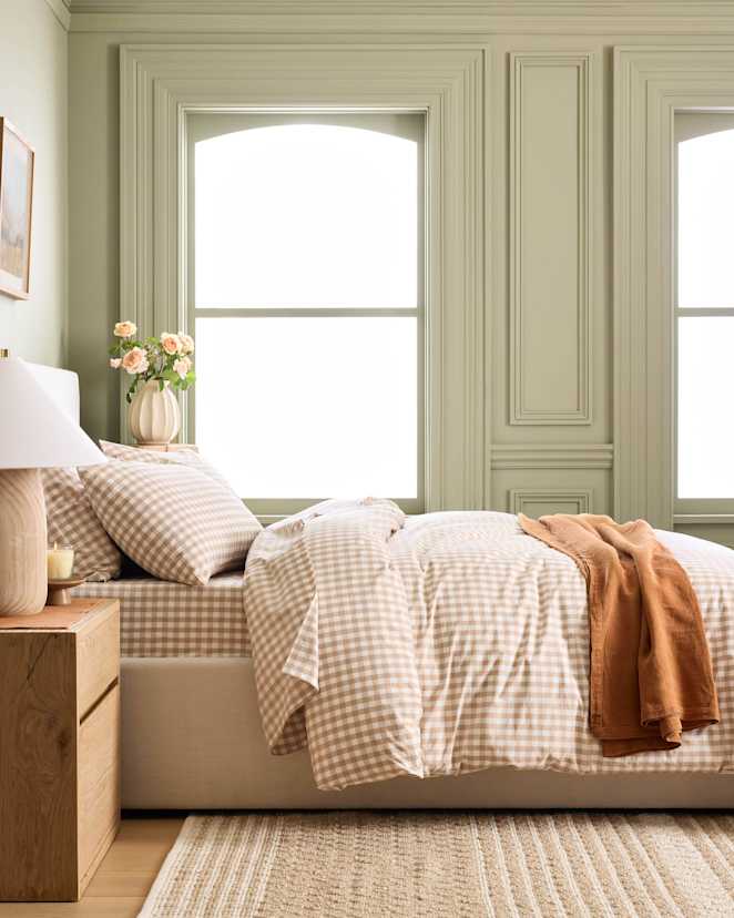 Cafe Classic Organic Percale Gingham Duvet Cover