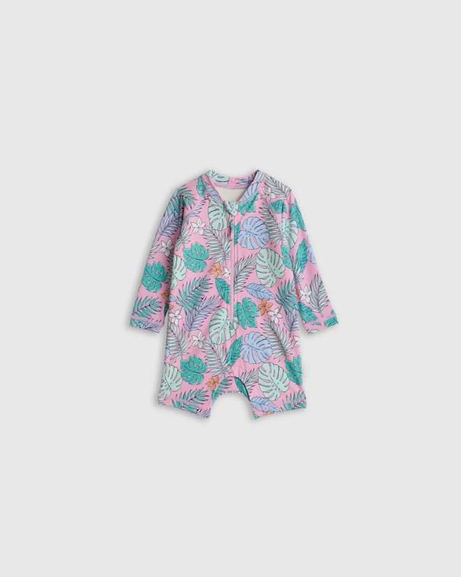 Palms Long Sleeve Zip-Up Rash Guard One-Piece