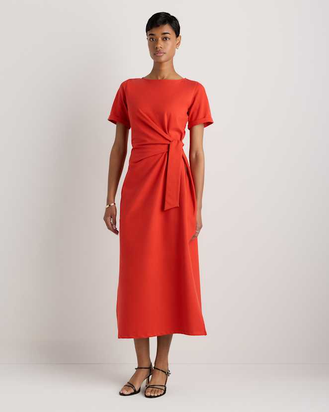 Chile Stretch Cotton Jersey Side Tie Midi Dress