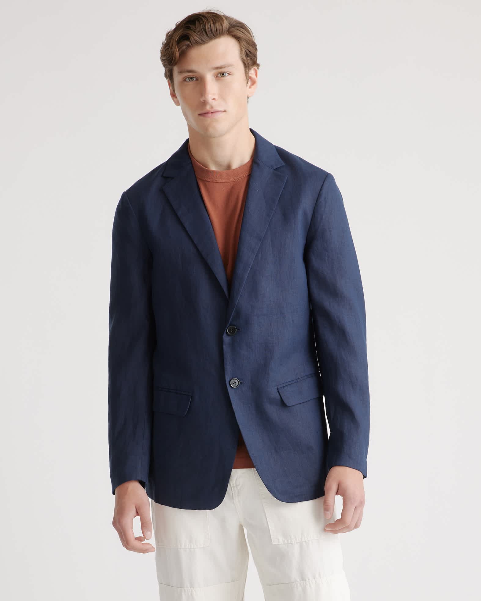 Deep Navy 100% European Linen Blazer