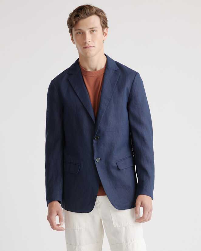 Deep Navy 100% European Linen Blazer