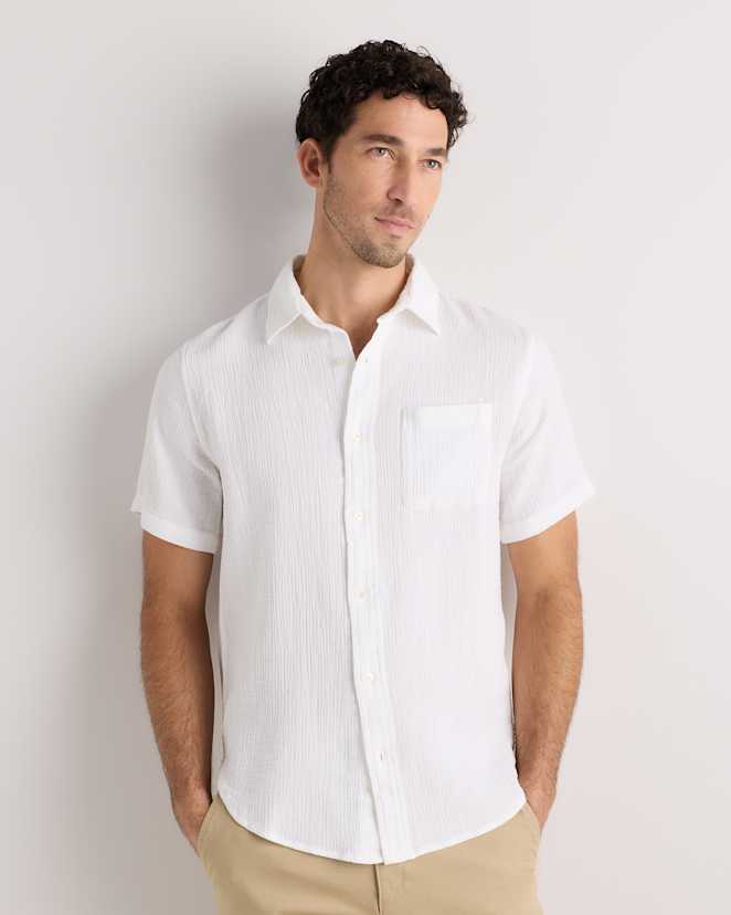 White 100% Organic Cotton Gauze Short Sleeve Shirt