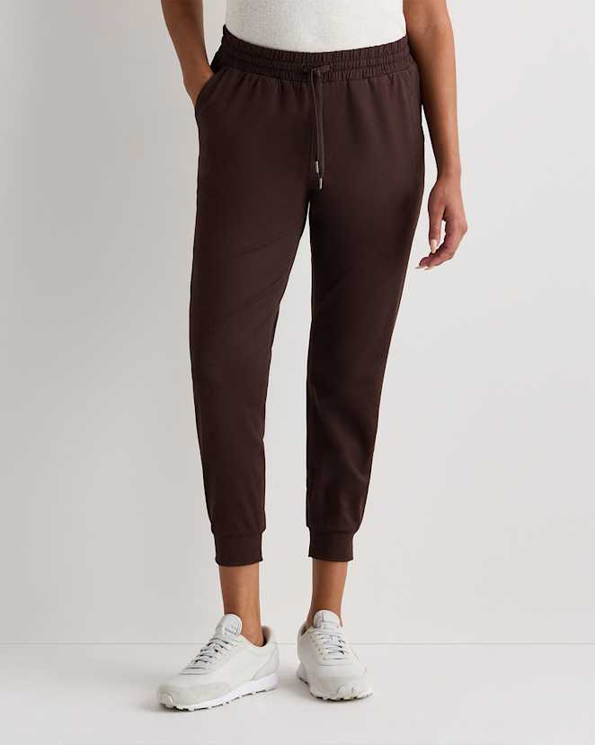 Heather Coffee Bean Brown Flowknit Mid-Rise Joggers