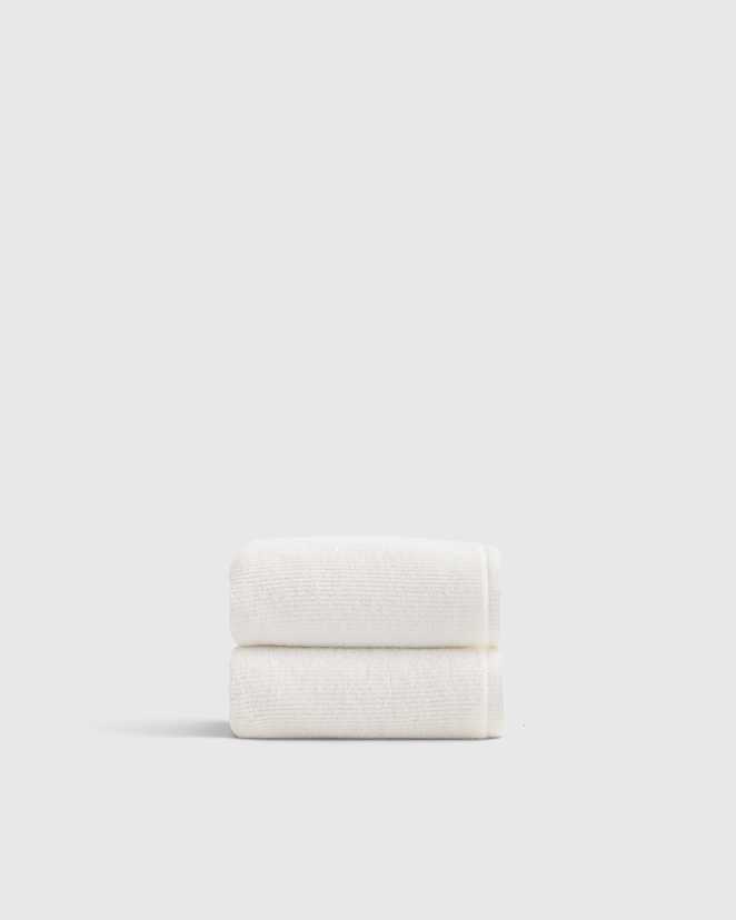 White Turkish Ribbed Quick Dry Hand Towel (Set of 2)