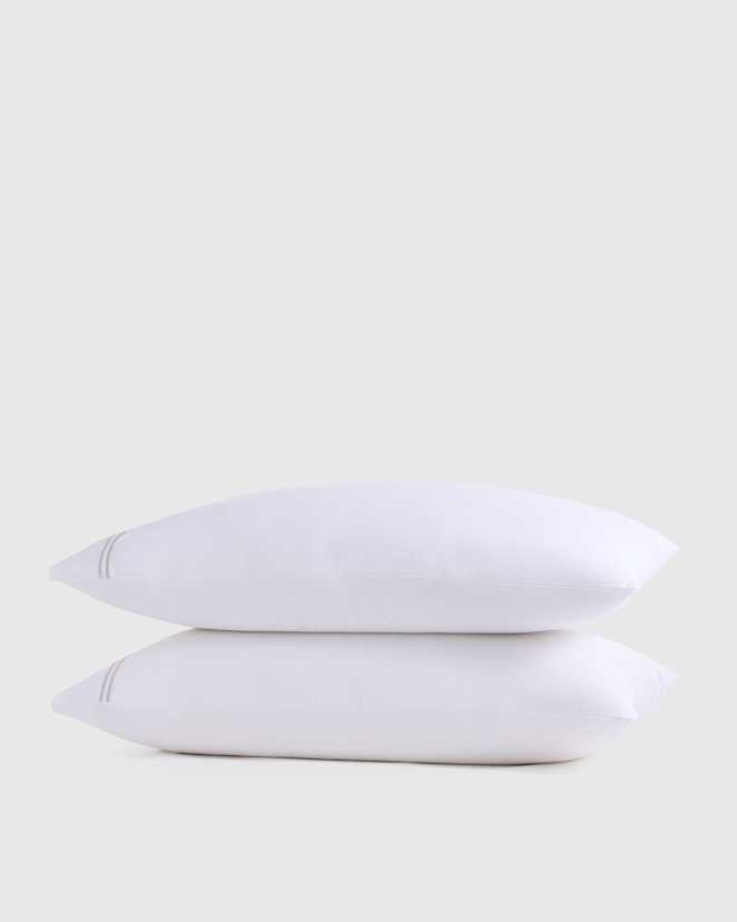 White/Dove Ensemble de taies d’oreiller en percale biologique nette à ornements