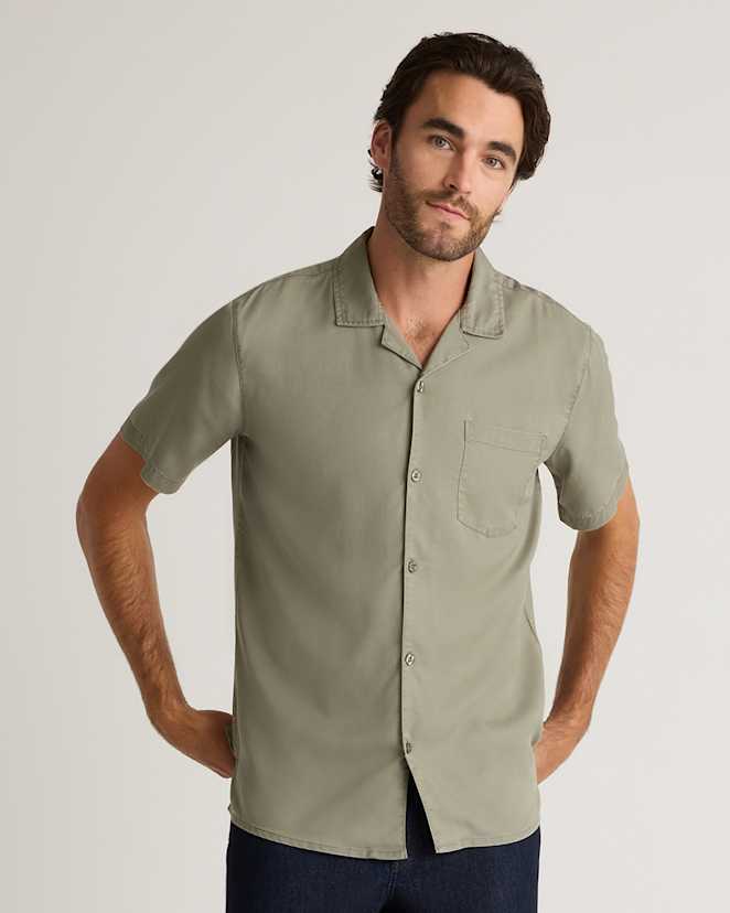Olive Vintage Wash Tencel Camp Shirt