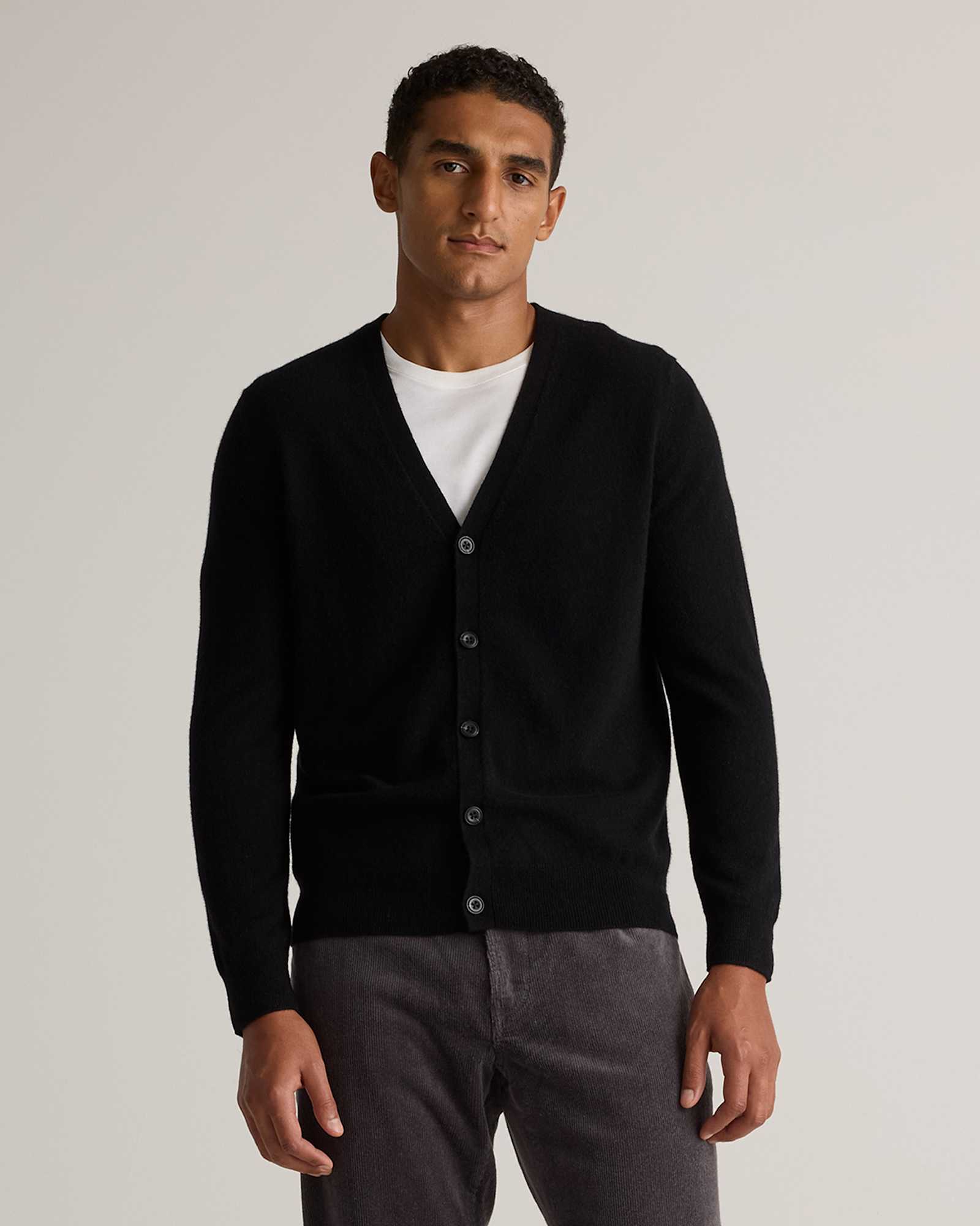 black Mongolian Cashmere Cardigan Sweater