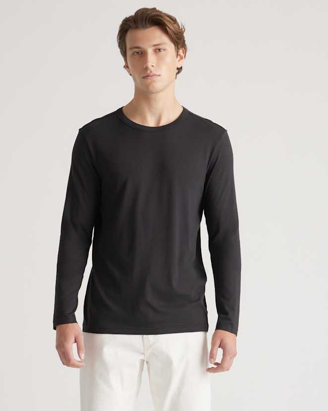 Black Cotton Modal Long Sleeve Tee