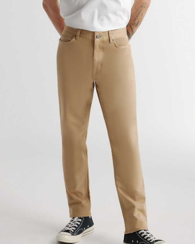 Khaki Comfort Stretch Traveler 5-Pocket Pants - Straight