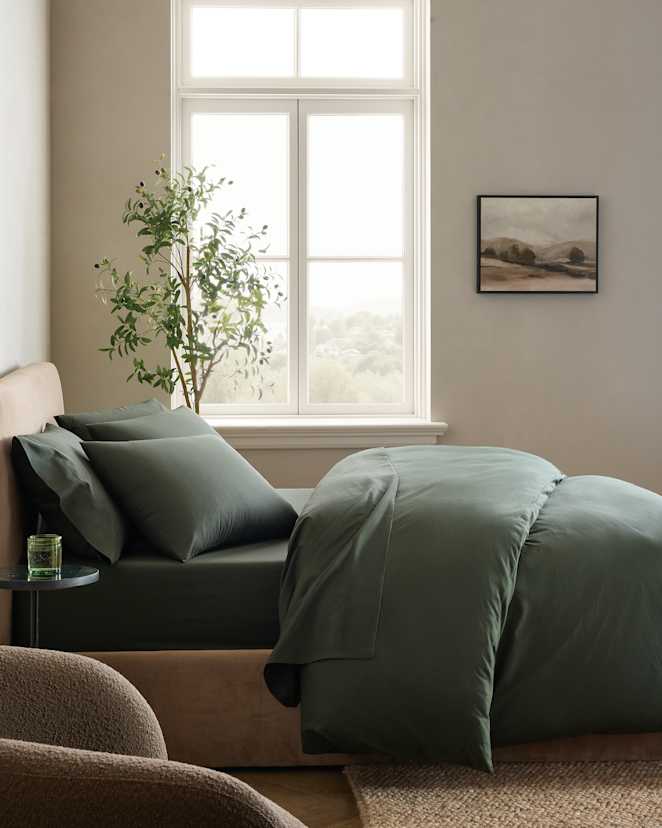 Pine Organic Crisp Percale Duvet Cover