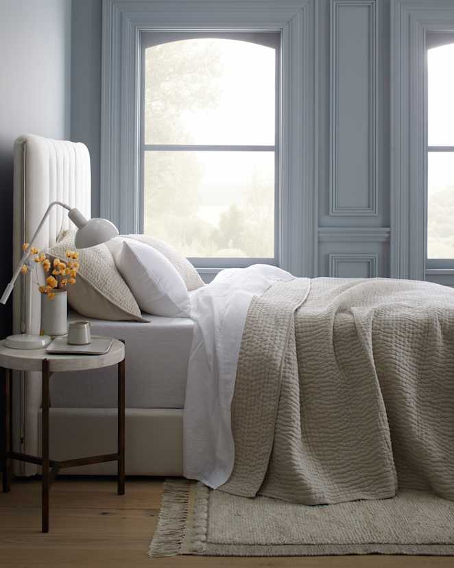 Natural European Linen Cotton Stitch Quilt