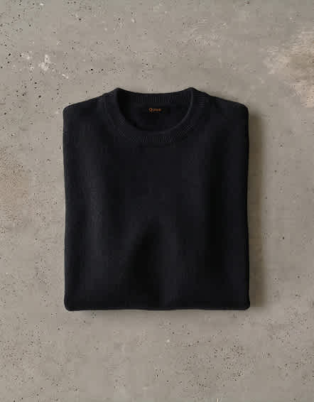 Black Mongolian Cashmere Crewneck Sweater