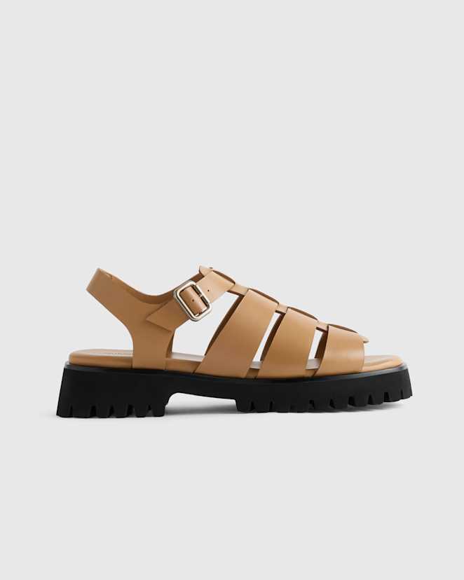 Cashew Italian Leather Lug Sole Fisherman Sandal