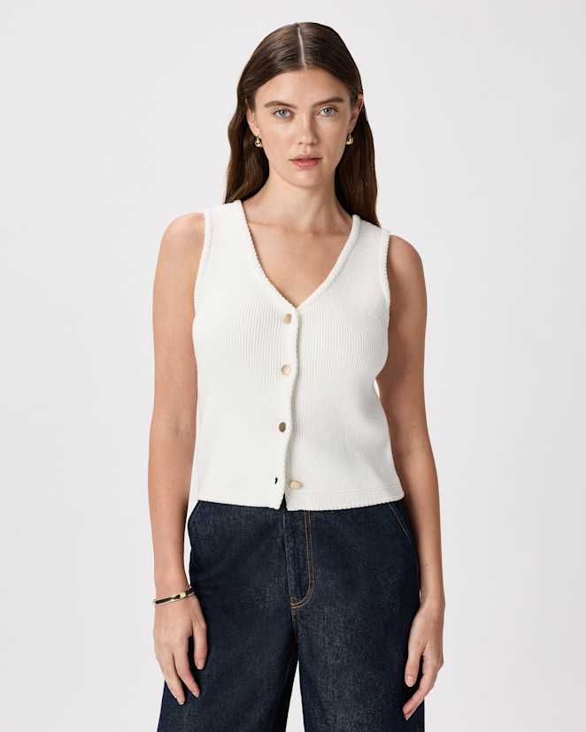 Ivory 100% Organic Cotton V-Neck Sweater Vest