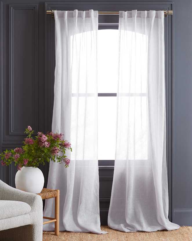 White European Linen Sheer Curtain Set (Set of 2)