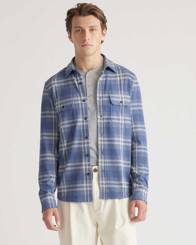 Indigo Check Chemise style pull en molleton extensible