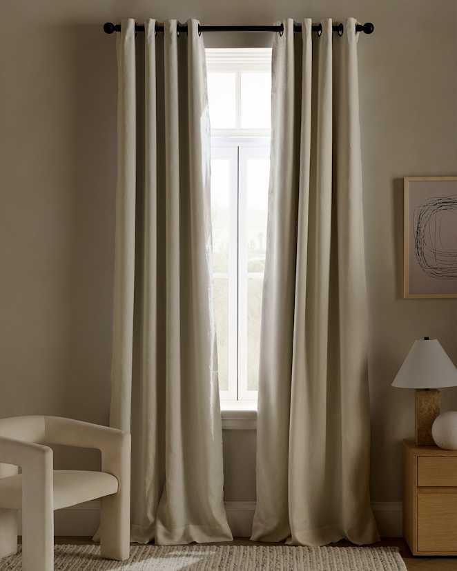 Ivory European Linen Grommet True Blackout Curtain - Single Panel