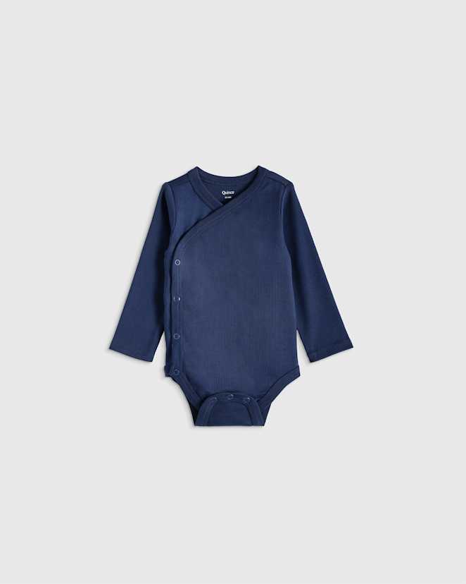 Navy 100% Organic Cotton Long Sleeve Kimono Bodysuit