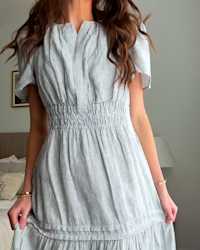 100- European Linen Tiered Maxi Dress BluePinstripe VictoriaSchneider 4x5 PDP THUMBNAIL